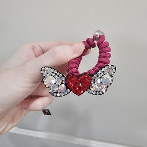 Red Heart Rhinestone Hair Tie